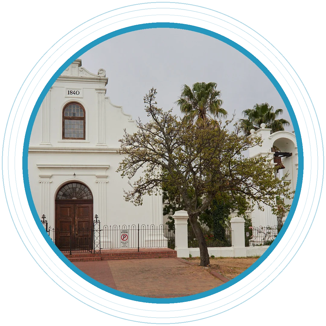 A Cape Dutch building in central Stellenbosch, where we tutor in person
